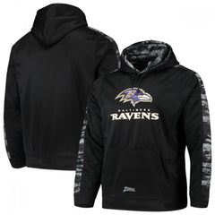 Men's Baltimore Ravens Zubaz Black Tonal Oxide Pullover Hoodie 