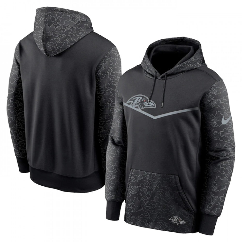Men's Baltimore Ravens Black Reflective Therma Hoodie 