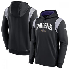 Men's Baltimore Ravens Black Sideline Stack Performance Pullover Hoodie 002 