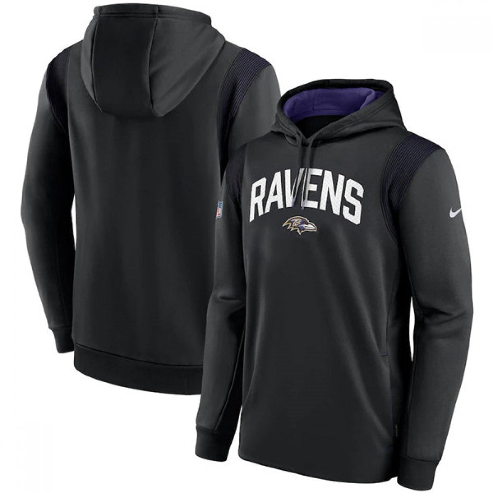 Men's Baltimore Ravens Black Sideline Stack Performance Pullover Hoodie 001 