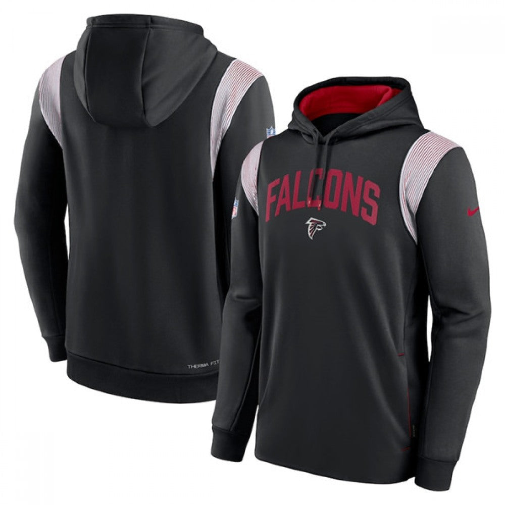Men's Atlanta Falcons Black Sideline Stack Performance Pullover Hoodie 002 