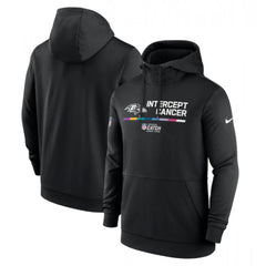 Men's Baltimore Ravens 2022 Black Crucial Catch Therma Performance Pullover Hoodie 