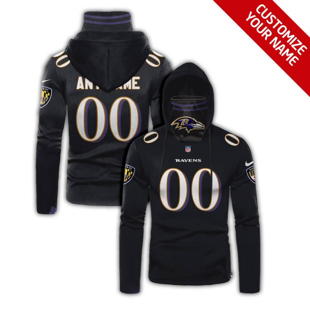 Men's Baltimore Ravens 2020 Black Customize Hoodie Mask 