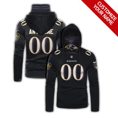 Men's Baltimore Ravens 2020 Black Customize Hoodie Mask 