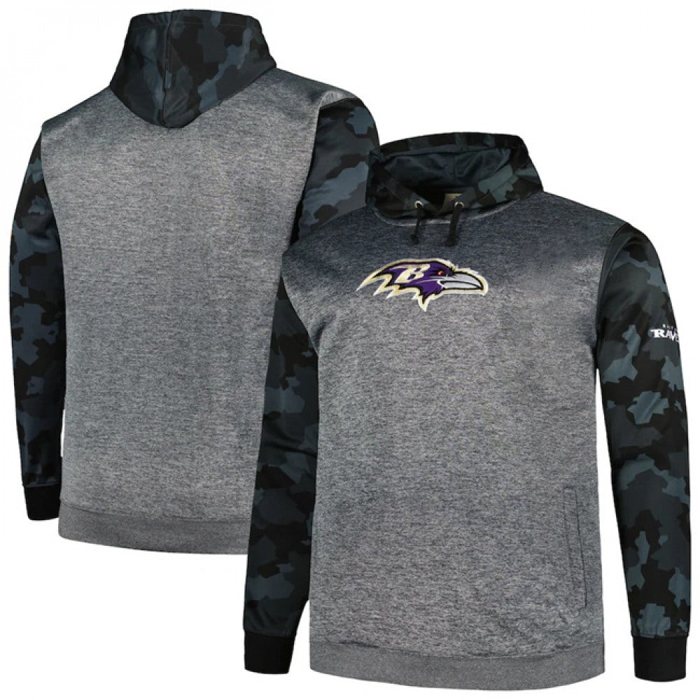 Men's Baltimore Ravens Heather Charcoal Big & Tall Camo Pullover Hoodie 