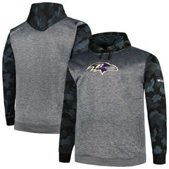 Men's Baltimore Ravens Heather Charcoal Big & Tall Camo Pullover Hoodie 