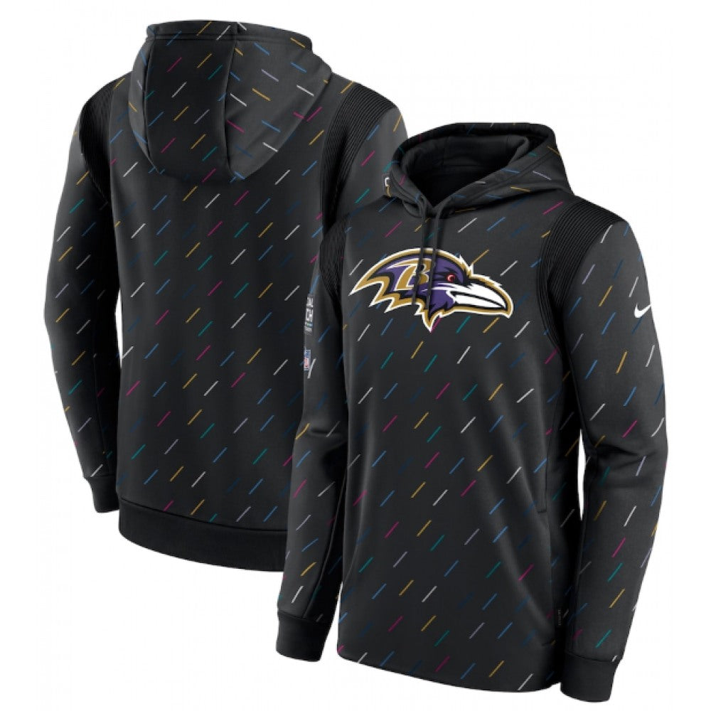 Men's Baltimore Ravens 2021 Charcoal Crucial Catch Therma Pullover Hoodie 