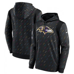 Men's Baltimore Ravens 2021 Charcoal Crucial Catch Therma Pullover Hoodie 