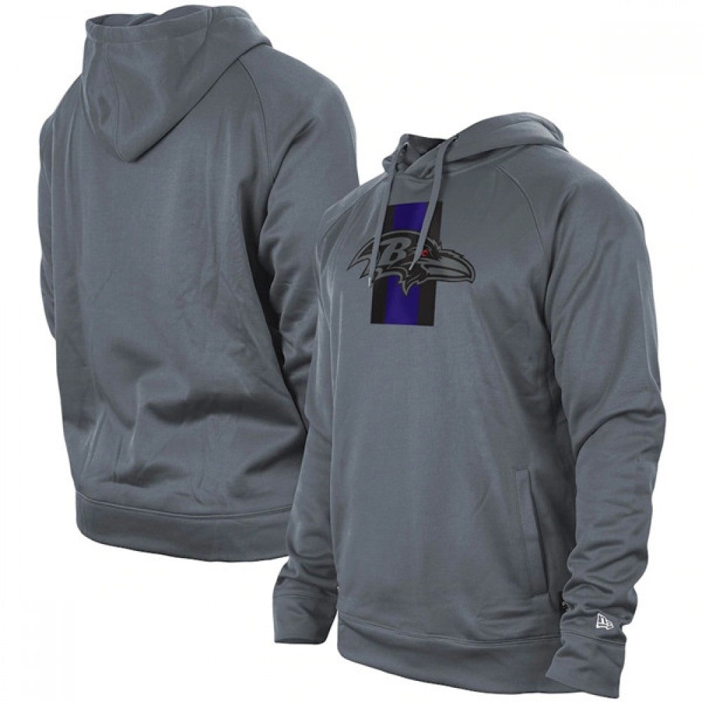 Men's Baltimore Ravens Gray New Era Training Camp Raglan Pullover Hoodie 