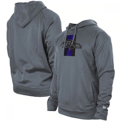 Men's Baltimore Ravens Gray New Era Training Camp Raglan Pullover Hoodie 
