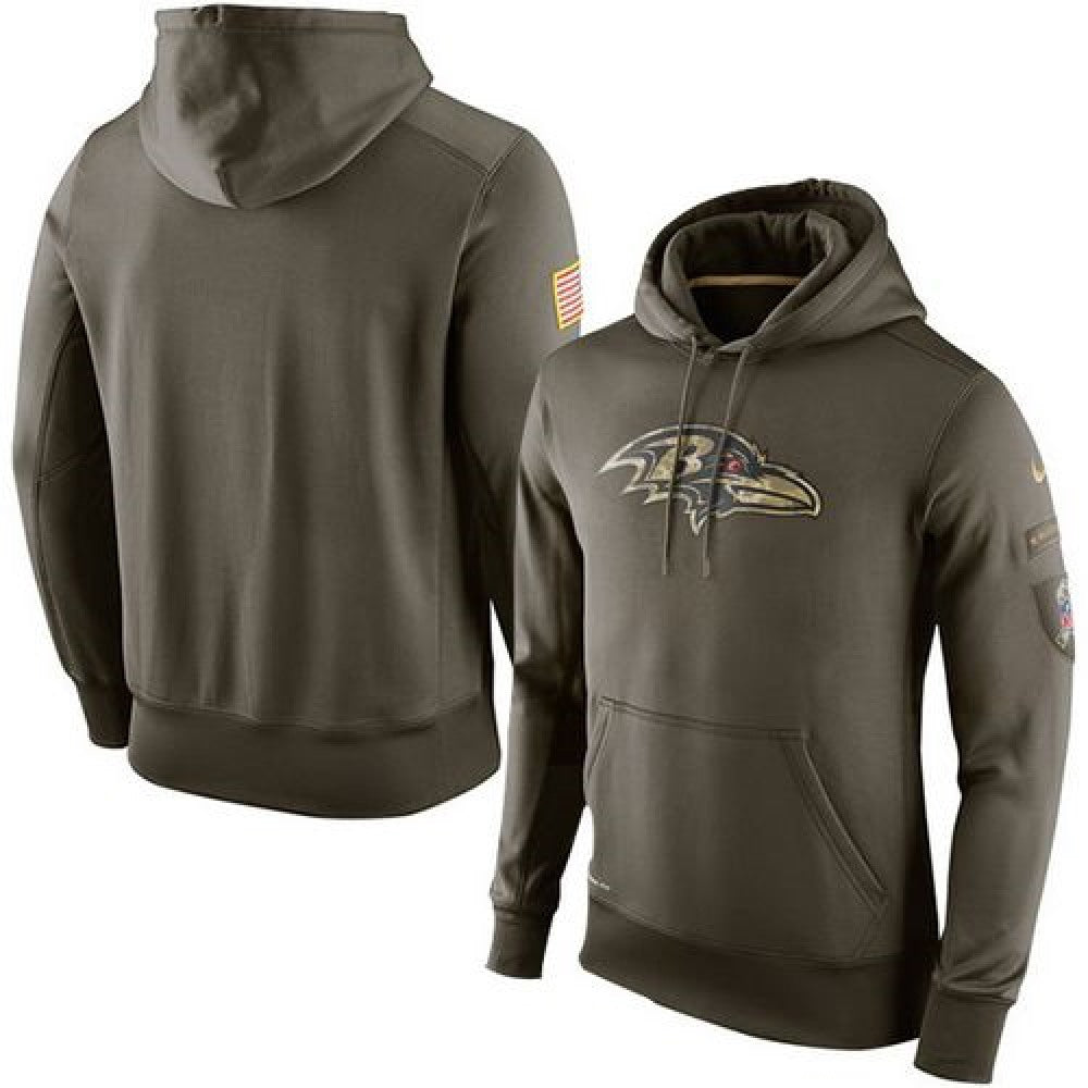 Men's Baltimore Ravens Olive Salute To Service KO Performance Hoodie 
