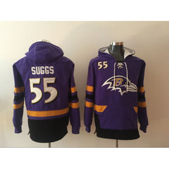Men's Baltimore Ravens #55 Terrell Suggs Purple All Stitched NFL Hoodie Sweatshirt 