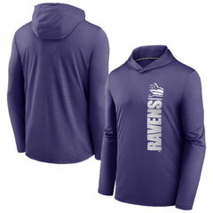 Men's Baltimore Ravens Purple Fan Gear Team Stack Hoodie Performance Long Sleeve T-Shirt 