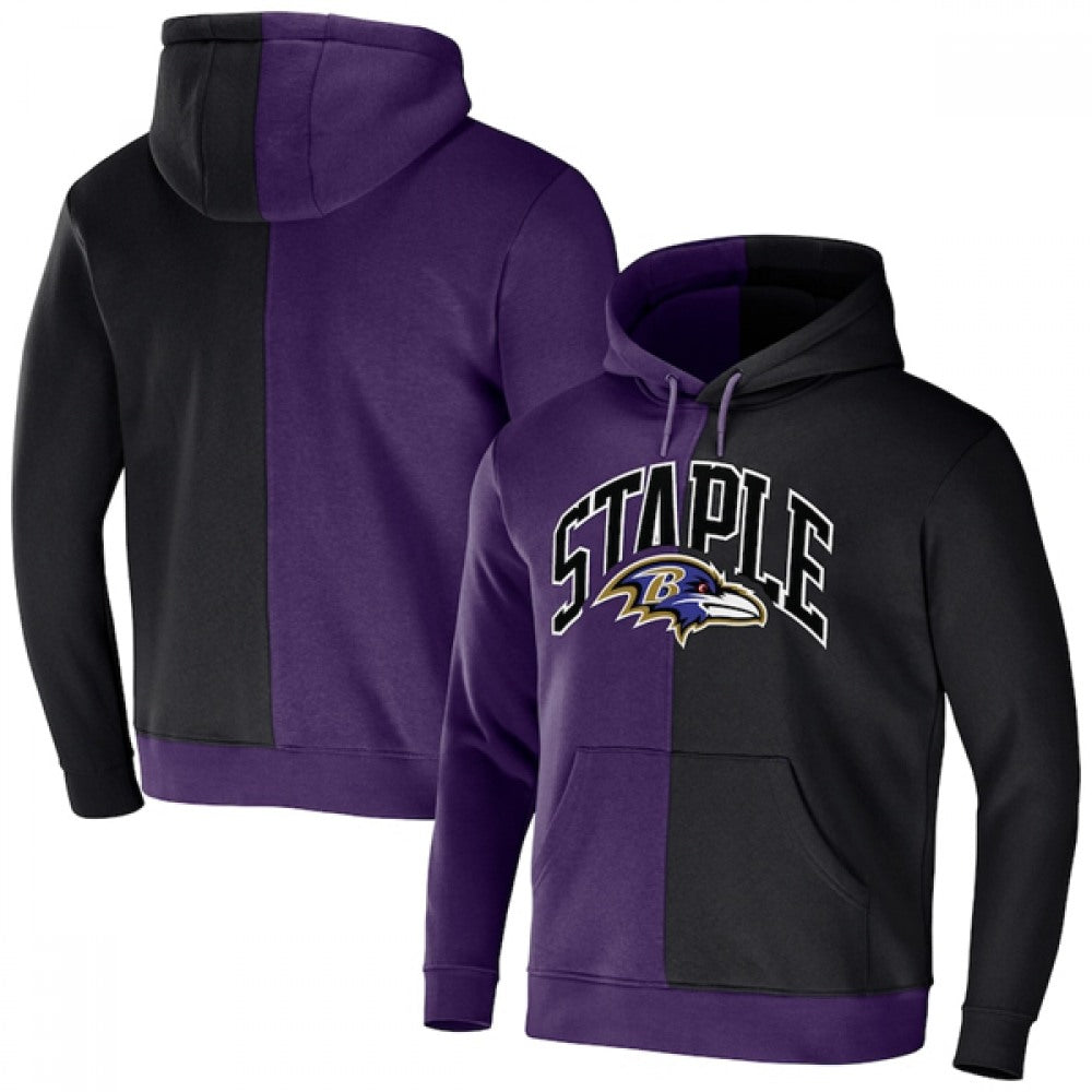 Men's Baltimore Ravens Purple/Black Split Logo Pullover Hoodie 