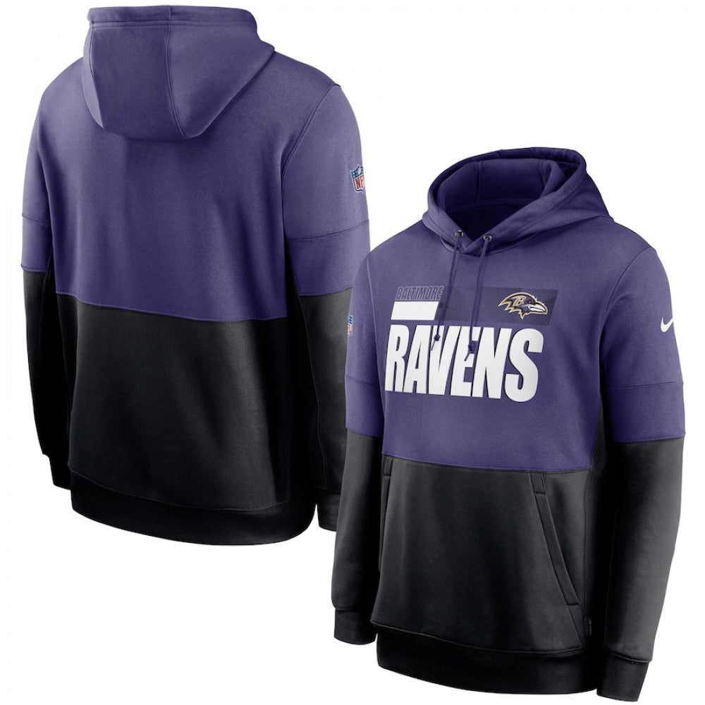 Men's Baltimore Ravens Purple/Black Sideline Impact Lockup Performance Pullover Hoodie 