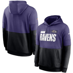 Men's Baltimore Ravens Purple/Black Sideline Impact Lockup Performance Pullover Hoodie 