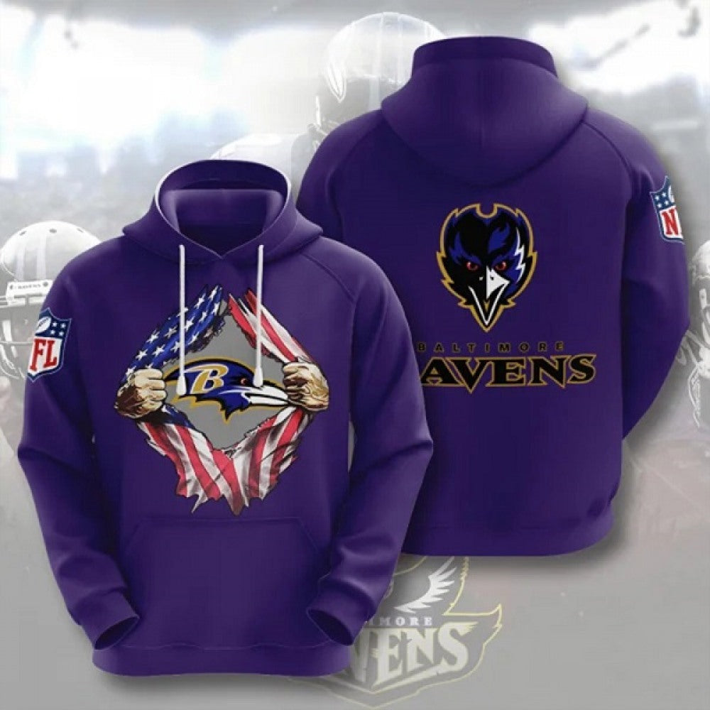 Men's Baltimore Ravens Purple 3D Trending Hoodie 