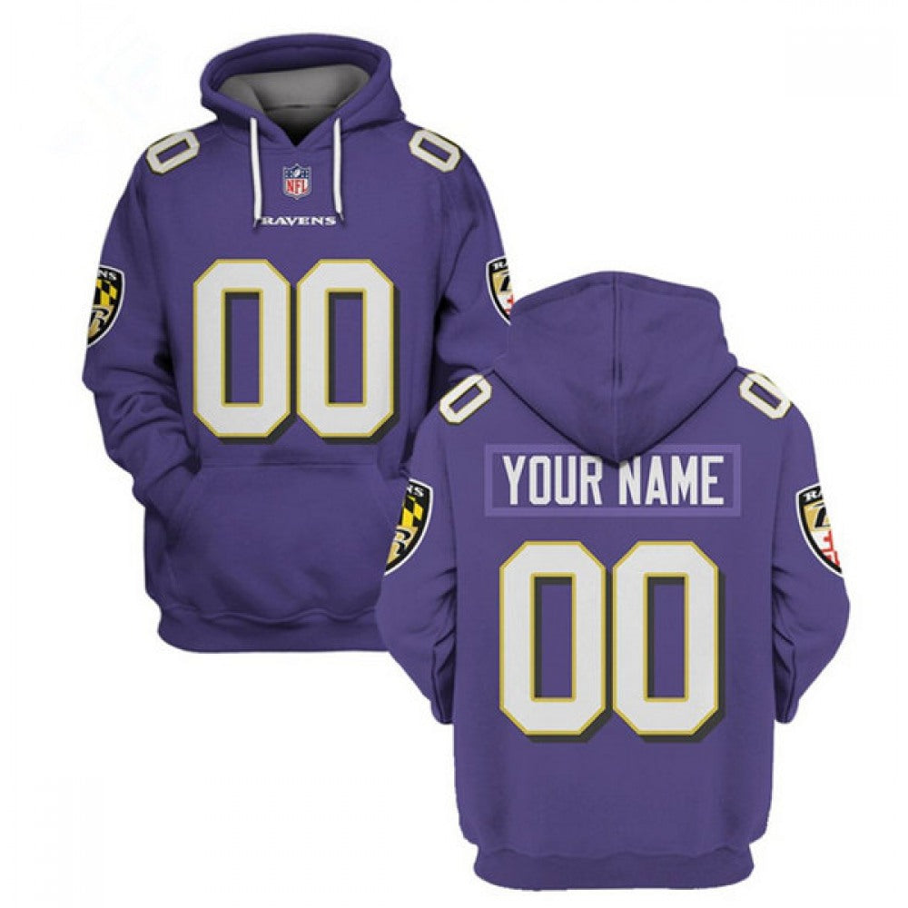 Men's Baltimore Ravens Customized Purple Pullover Hoodie 