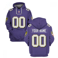 Men's Baltimore Ravens Customized Purple Pullover Hoodie 