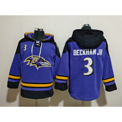 Men's Baltimore Ravens #3 Odell Beckham Jr. Ageless Must-Have Lace-Up Pullover Hoodie 