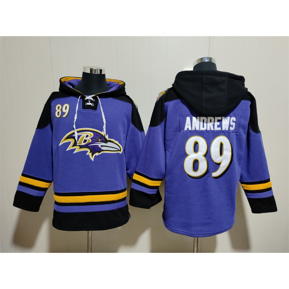Men's Baltimore Ravens #89 Mark Andrews Ageless Must-Have Lace-Up Pullover Hoodie 