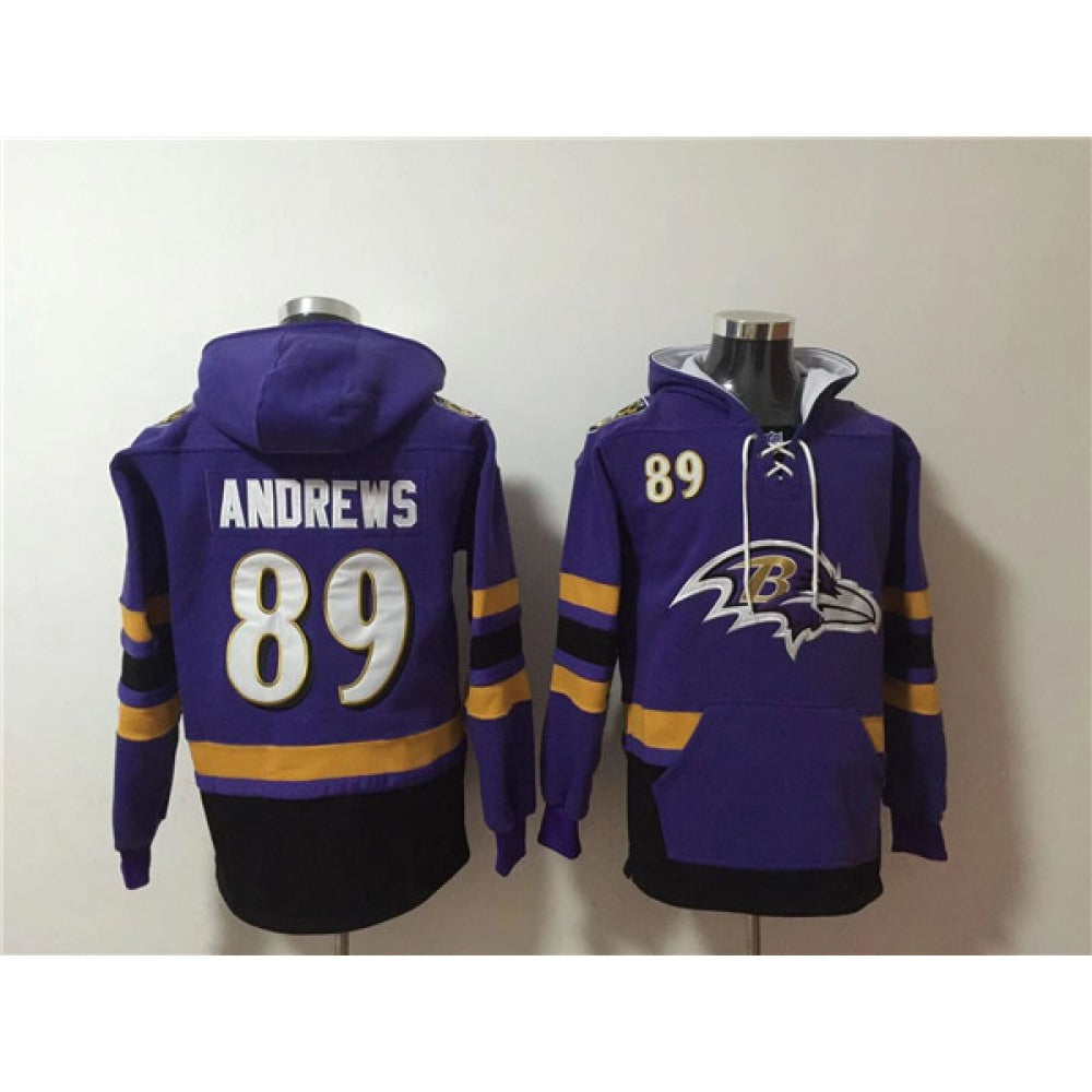 Men's Baltimore Ravens #89 Mark Andrews Ageless Must-Have Lace-Up Pullover Hoodie 