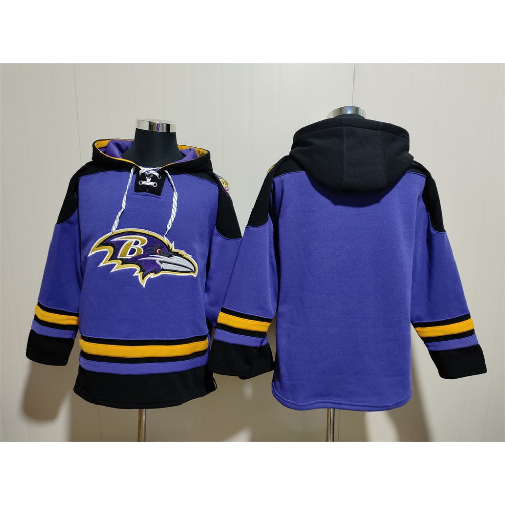 Men's Baltimore Ravens Blank Ageless Must-Have Lace-Up Pullover Hoodie 