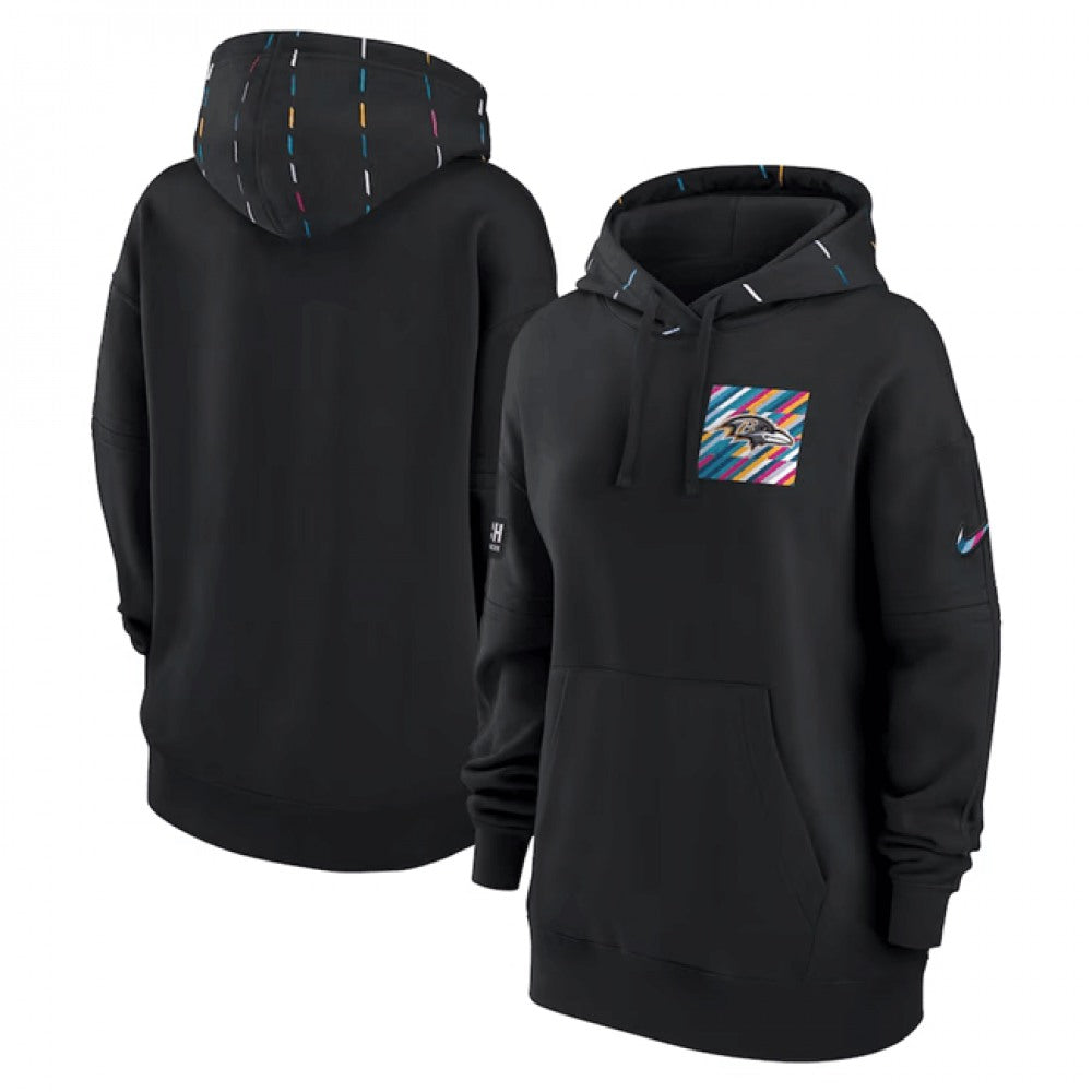 Women's Baltimore Ravens Black 2023 Crucial Catch Club Pullover Hoodie(Run Small) 