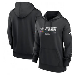 Women's Baltimore Ravens 2022 Black NFL Crucial Catch Therma Performance Pullover Hoodie(Run Small) 