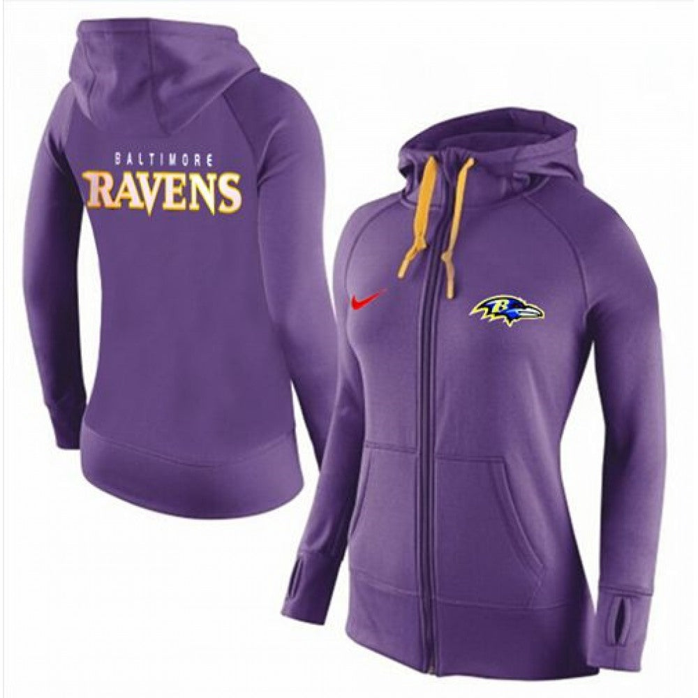 Women's Baltimore Ravens Full-Zip Performance Hoodie Purple 