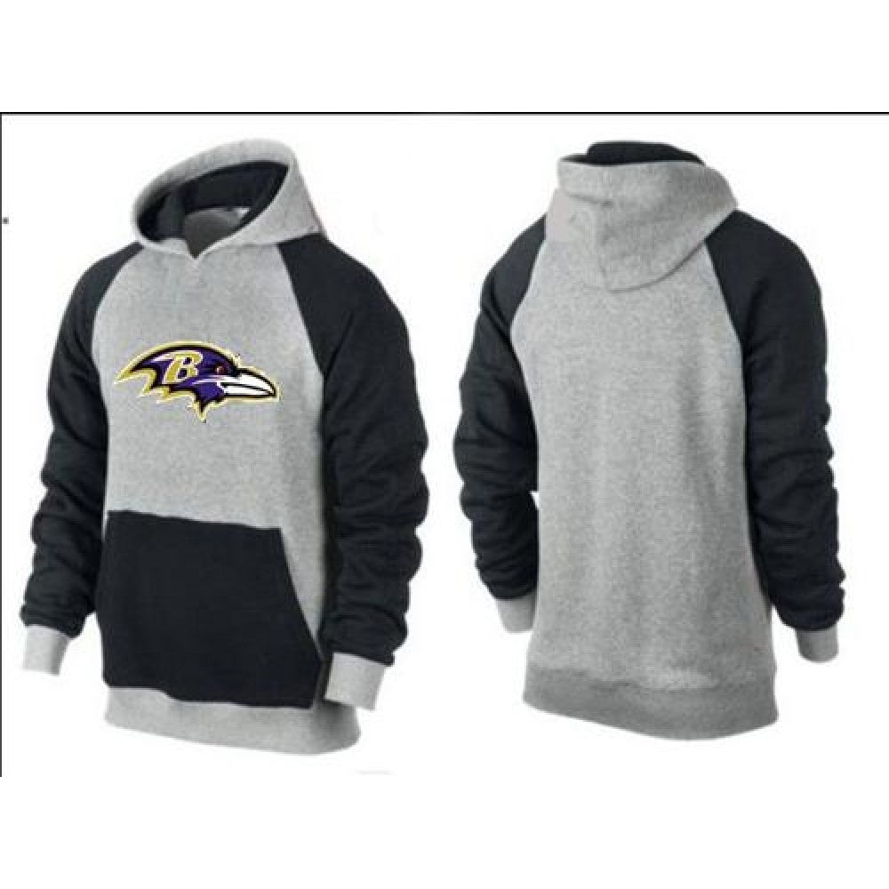 Baltimore Ravens Logo Pullover Hoodie Grey & Black 