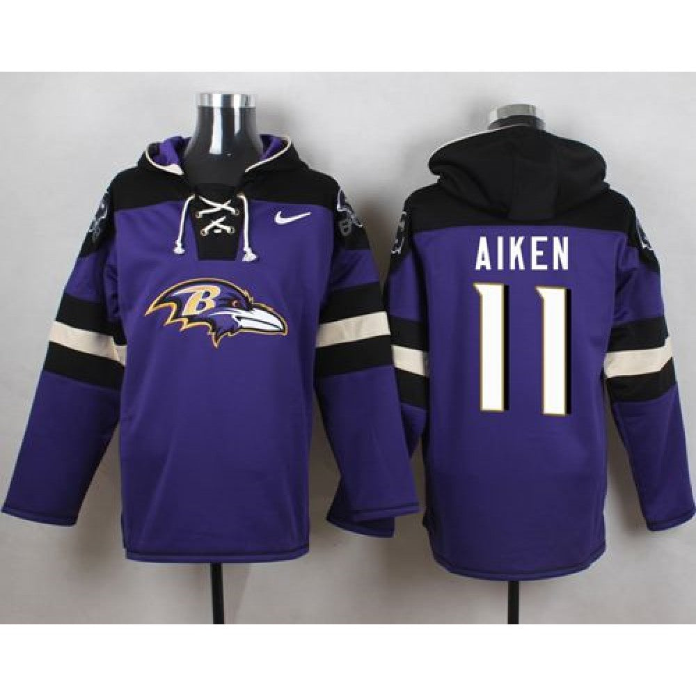 Ravens #11 Kamar Aiken Purple Player Pullover NFL Hoodie 