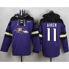 Ravens #11 Kamar Aiken Purple Player Pullover NFL Hoodie 