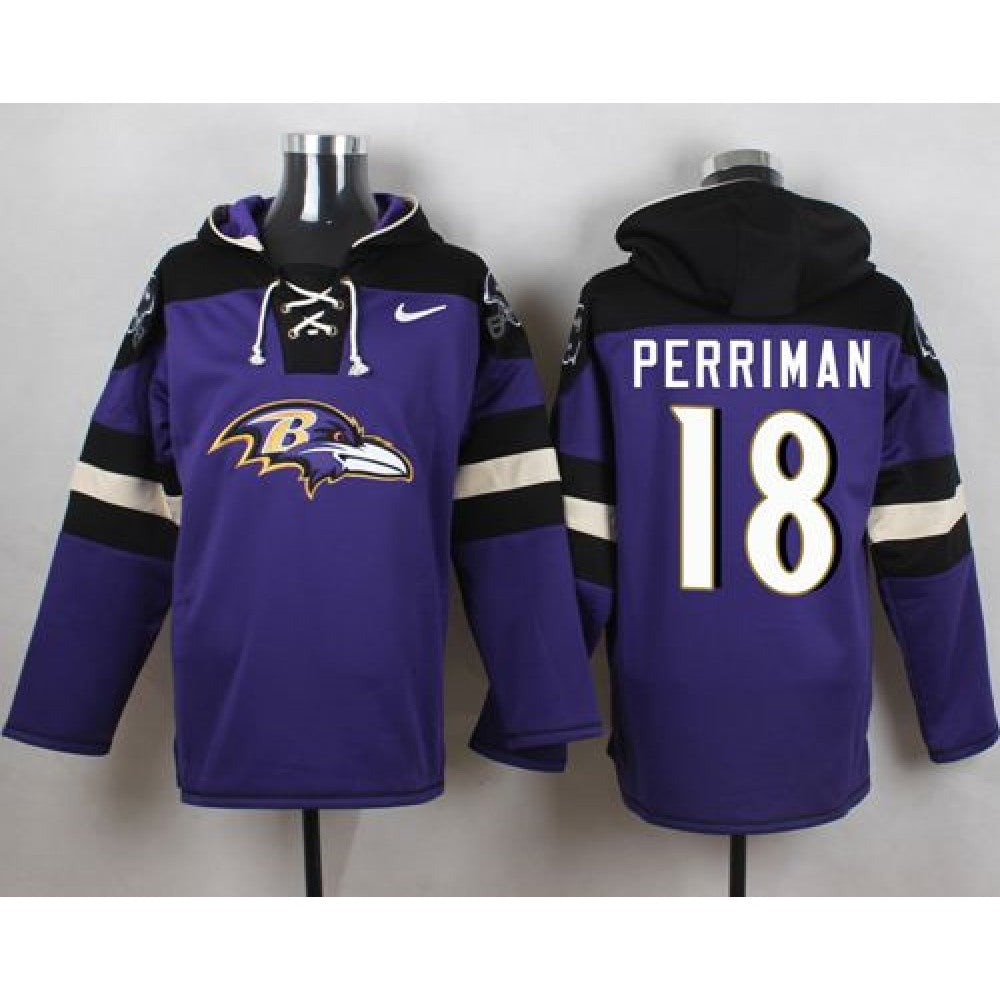 Ravens #18 Breshad Perriman Purple Player Pullover NFL Hoodie 