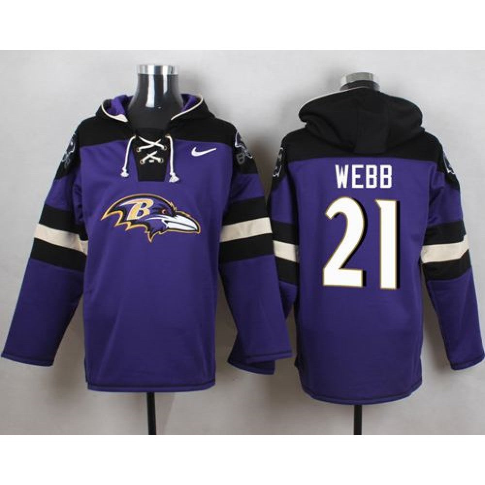 Ravens #21 Lardarius Webb Purple Player Pullover NFL Hoodie 