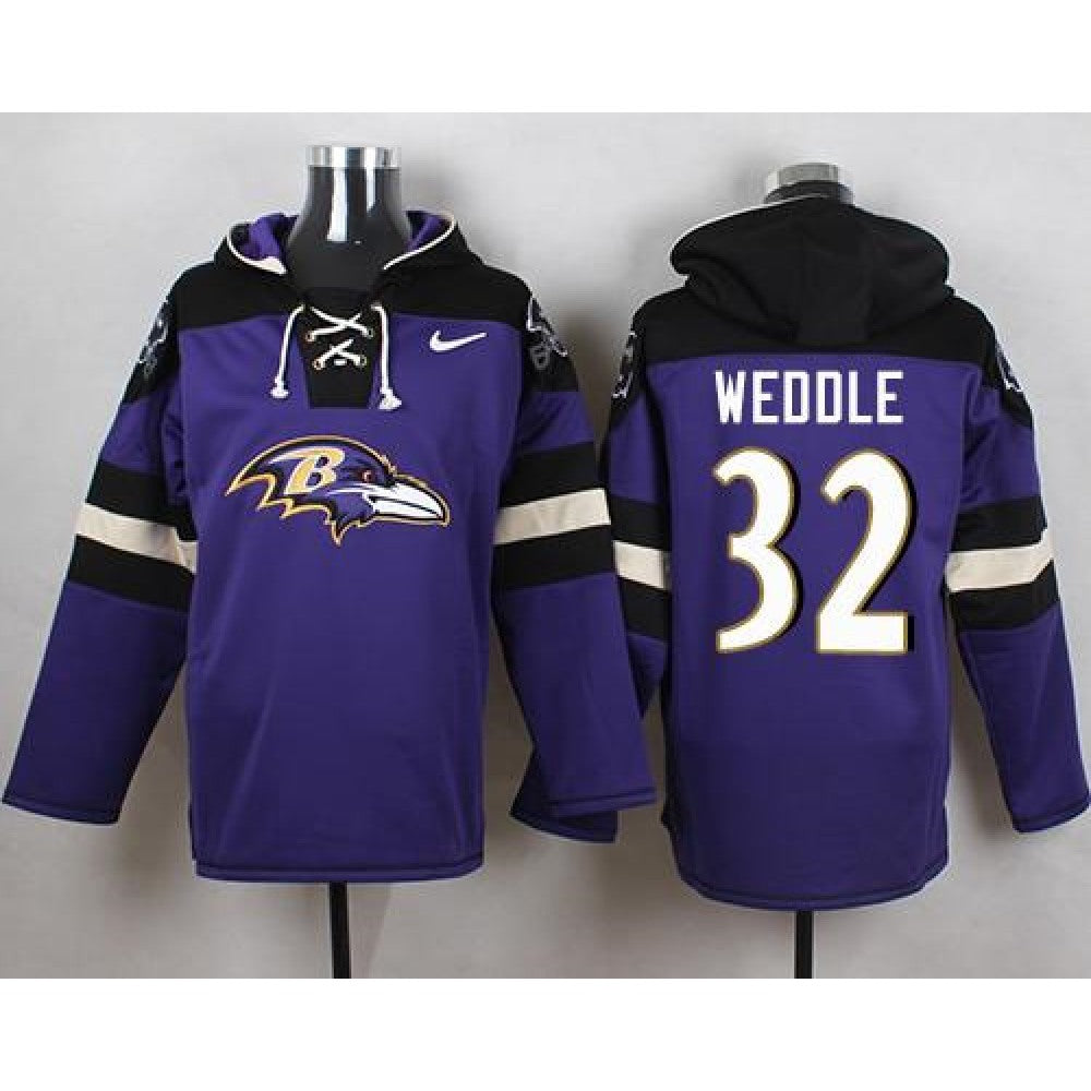 Ravens #32 Eric Weddle Purple Player Pullover NFL Hoodie 