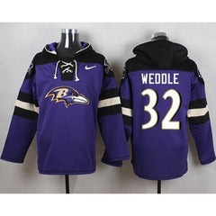 Ravens #32 Eric Weddle Purple Player Pullover NFL Hoodie 