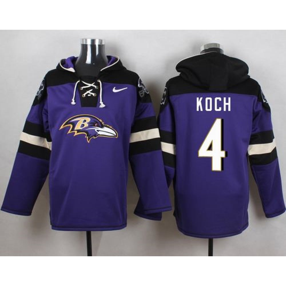 Ravens #4 Sam Koch Purple Player Pullover NFL Hoodie 