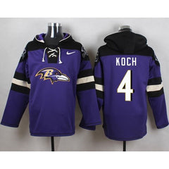 Ravens #4 Sam Koch Purple Player Pullover NFL Hoodie 