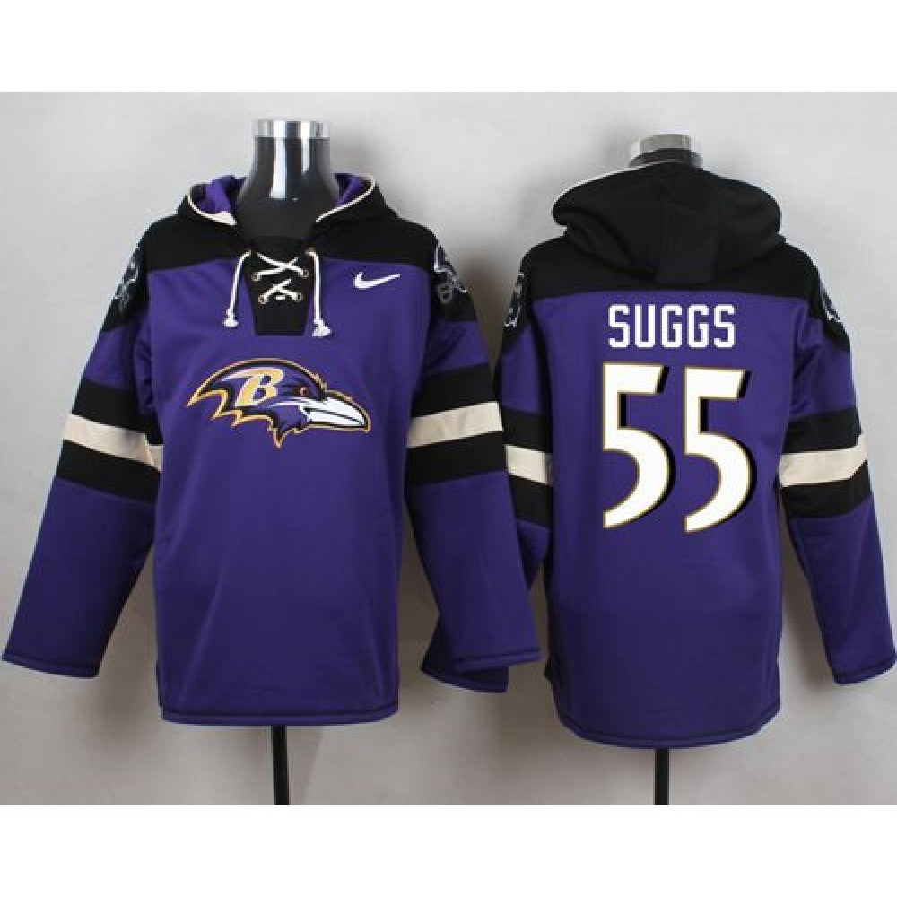 Ravens #55 Terrell Suggs Purple Player Pullover NFL Hoodie 