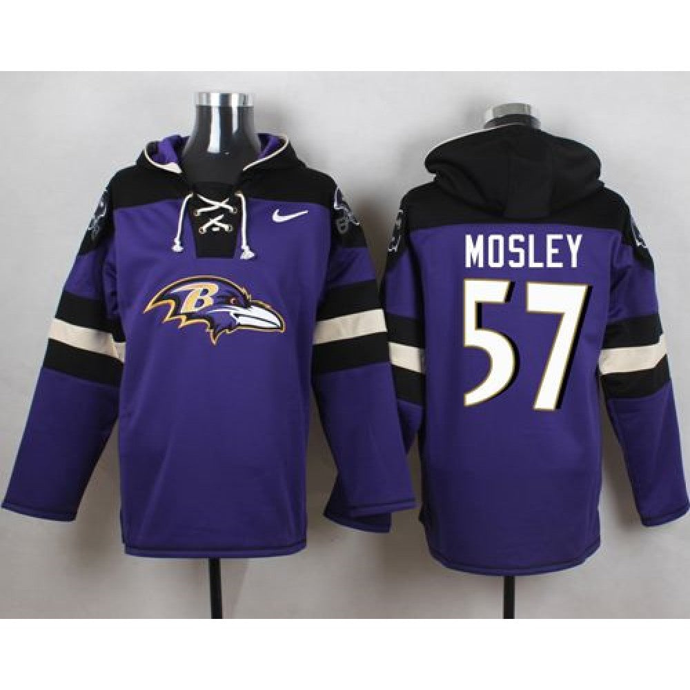 Ravens #57 C.J. Mosley Purple Player Pullover NFL Hoodie 