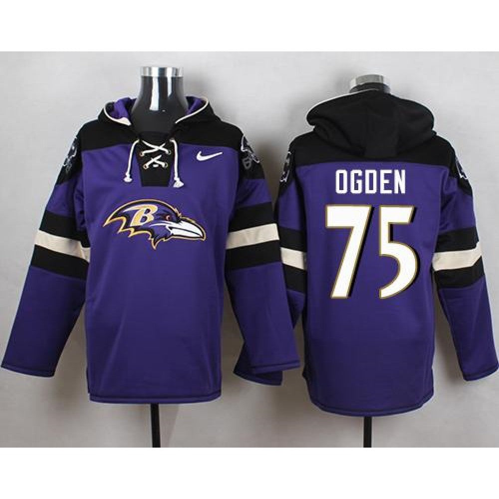 Ravens #75 Jonathan Ogden Purple Player Pullover NFL Hoodie 