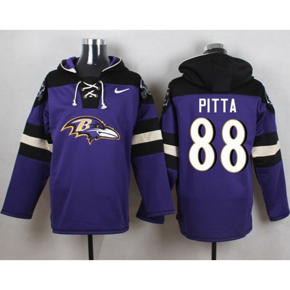 Ravens #88 Dennis Pitta Purple Player Pullover NFL Hoodie 