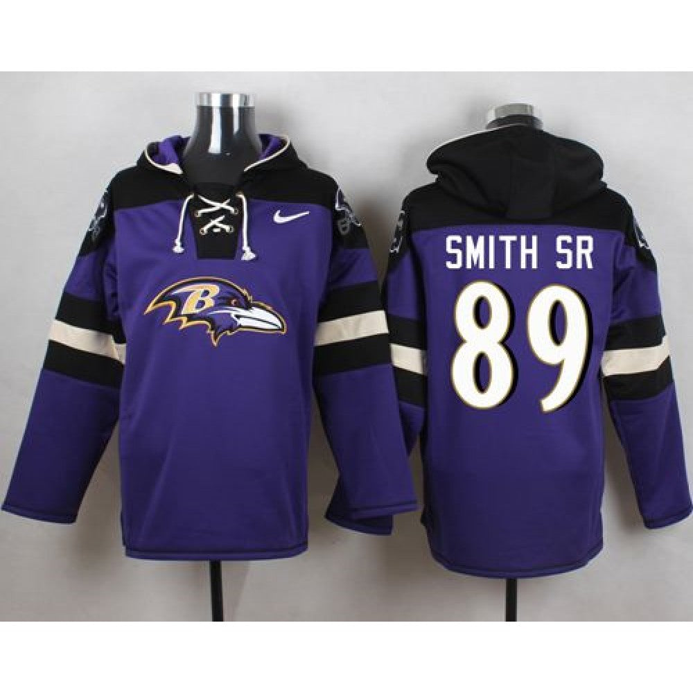 Ravens #89 Steve Smith Sr Purple Player Pullover NFL Hoodie 