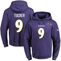 Ravens #9 Justin Tucker Purple Name & Number Pullover NFL Hoodie 