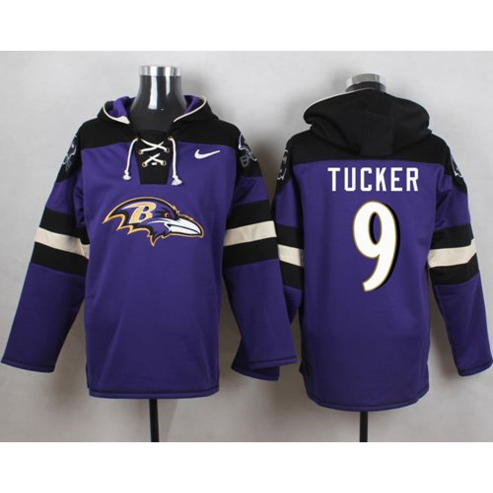 Ravens #9 Justin Tucker Purple Player Pullover NFL Hoodie 