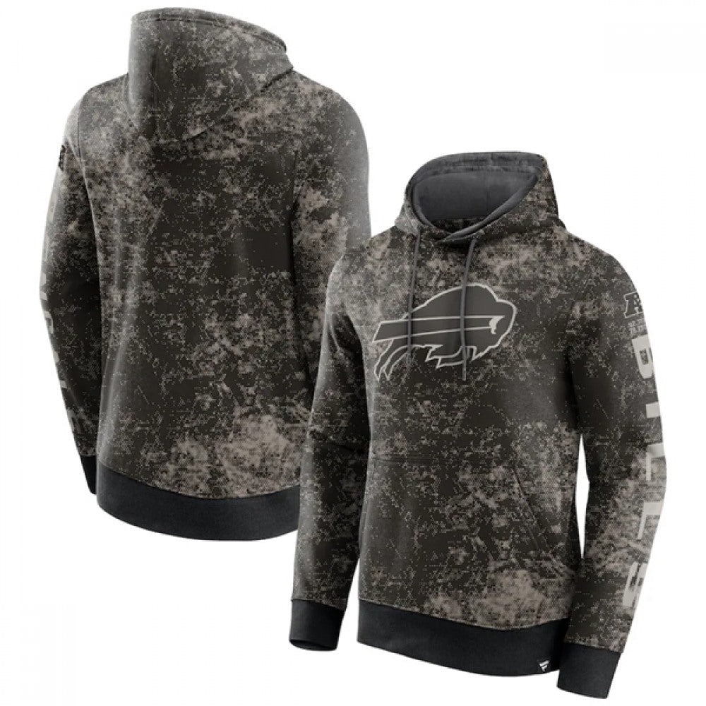 Men's Buffalo Bills Black/Gray Blackout Tonal Pullover Hoodie 