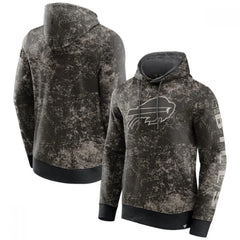 Men's Buffalo Bills Black/Gray Blackout Tonal Pullover Hoodie 