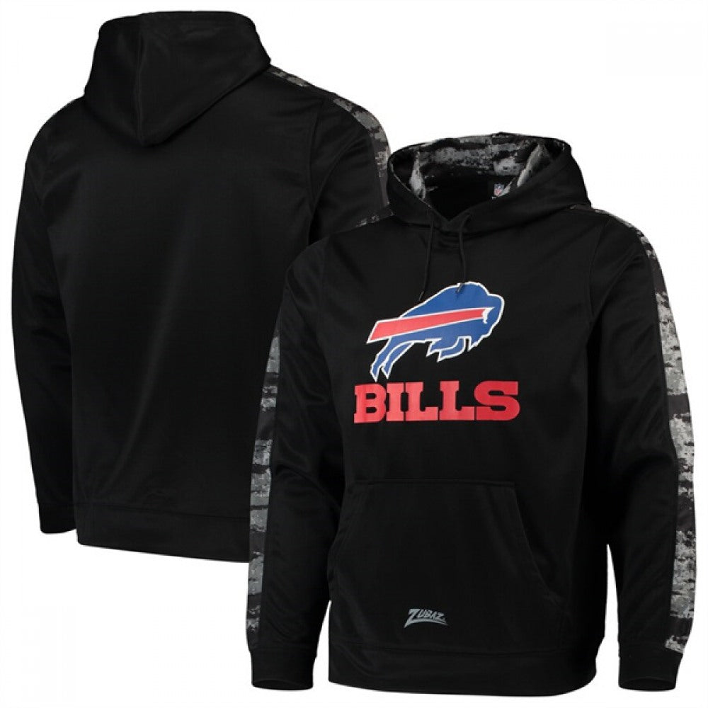 Men's Buffalo Bills Zubaz Black Tonal Oxide Pullover Hoodie 