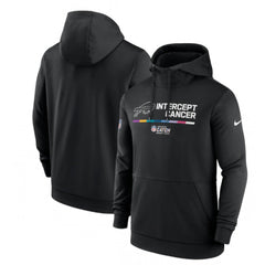 Men's Buffalo Bills 2022 Black Crucial Catch Therma Performance Pullover Hoodie 